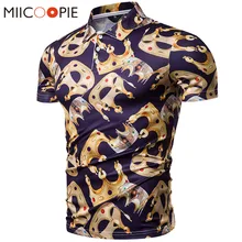 Летняя рубашка поло, мужская деловая Повседневная рубашка поло с принтом короны, Мужская рубашка поло с коротким рукавом, приталенная Мужская футболка XXL