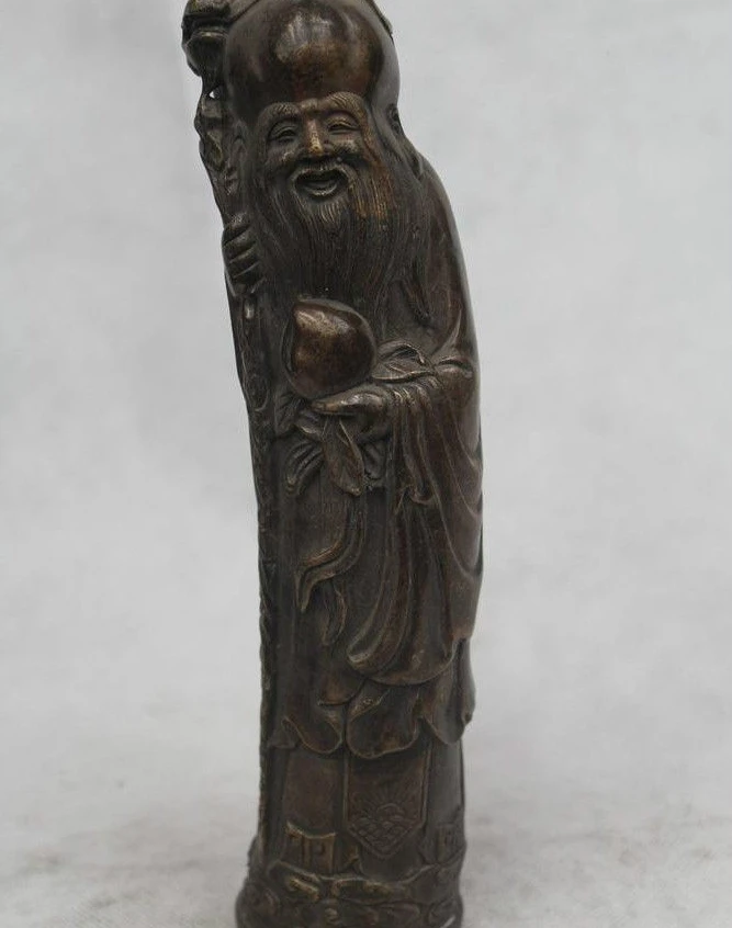 

10"Chinese Folk Pure Bronze excellent Lucky longevity the god of longevity