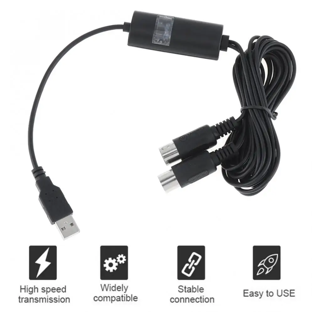 

2 Meters USB to MIDI Cable Electric Piano Drum Guitar Music Compile Interface Cable Adapter Converter Support Windows and Mac OS