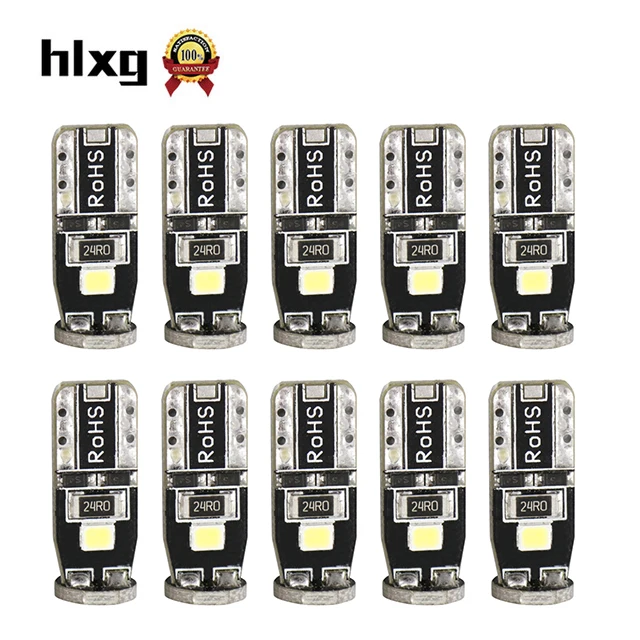 

hlxg 10pcs T10 led W5W car light auto side wedge Universal interior Car LED T10 LED Side Light Vehicle lamp Bulb 12v 168 501194