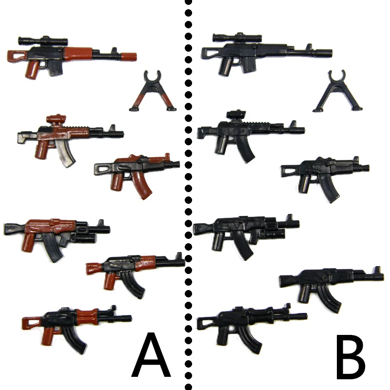 

DIY WW2 Military Army Weapons Building Blocks Model Soldiers AK47 Gun Police SWAT Accessories Block Toys for Children