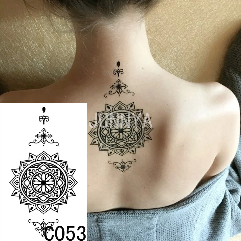 19 12センチ防水一時的なタトゥーステッカー女性ボディアートタトゥーヘナコンパスデザイン黒ヘナ入れ墨アーム Tattoo Arm Tattoo Stickerwaterproof Temporary Tattoo Sticker Aliexpress