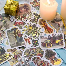 24Pcs/Pack Christmas Sticker Stationery Vintage Benediction Bronzing Decoration Stickers DIY Scrapbook Label Index Sticker Pack