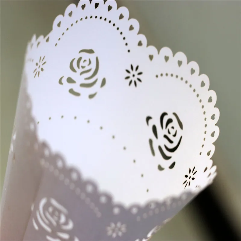 10 шт. сушеные обертки для цветов узор в виде сердца конус Выдалбливают бумажные кружева DIY цветы оберточная трубка маленькая упаковка букета