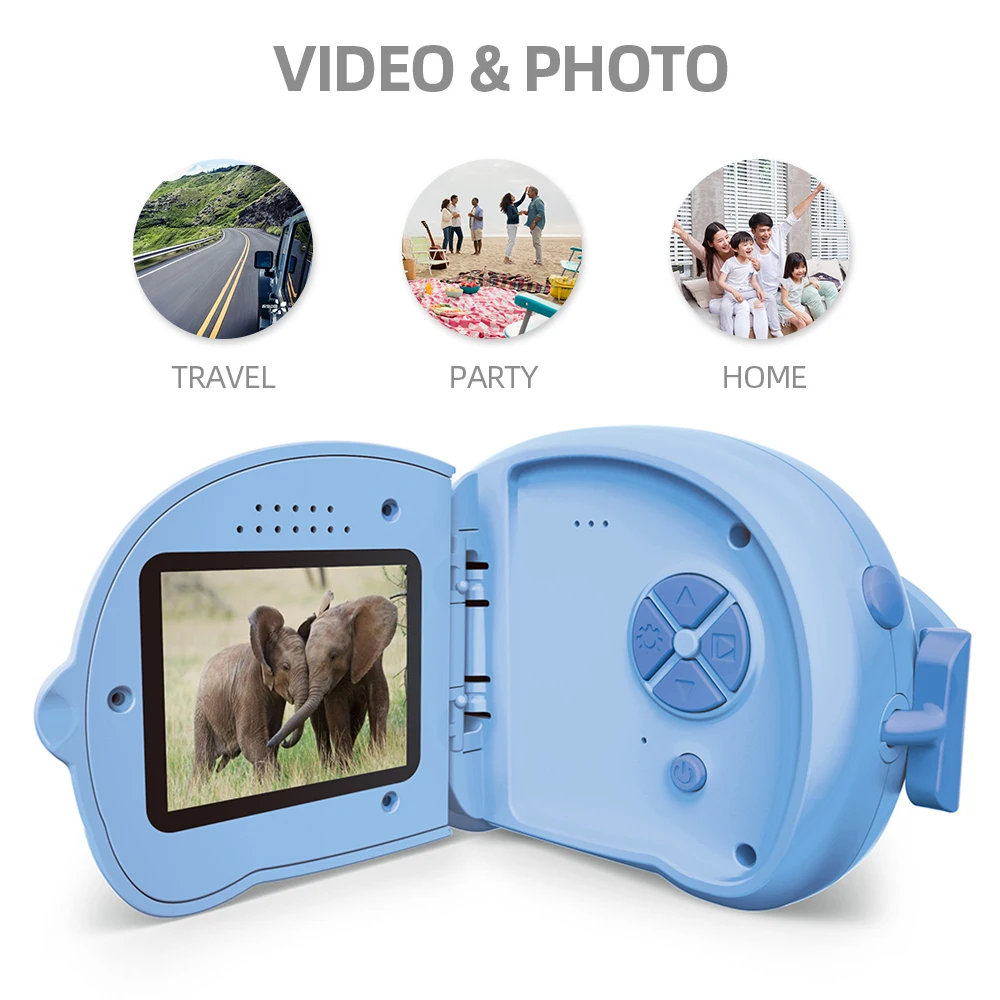 Мультяшная детская камера в форме слона HD мини цифровая камера 12MP 2,0 в экране Детские видеокамеры Фото Видео Игрушки для мальчиков и девочек