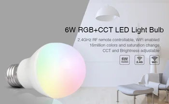 

Free shipping Mi Light RGB+CCT 6W led bulb 2.4GHZ E27 smart mobile phone WIFI led light lamp AC85V-265V Dimmable Lampada Lights