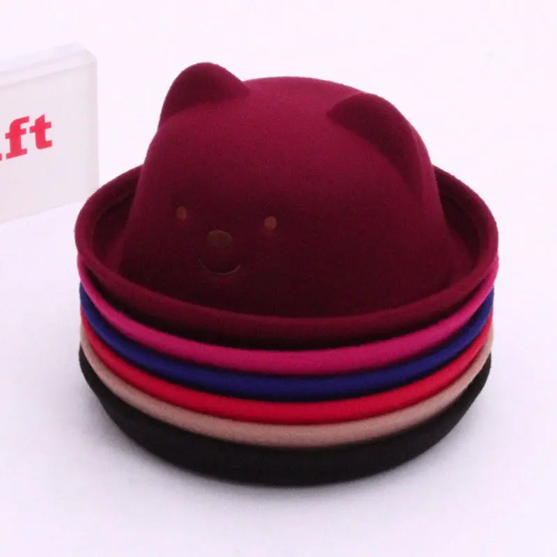 

Newborn Toddler Baby Kids Girl Boy Fashion Bear Hats Visor Little Ear Cap Warm Hat Cute Babies Kid Cartoon Caps Wool Hat