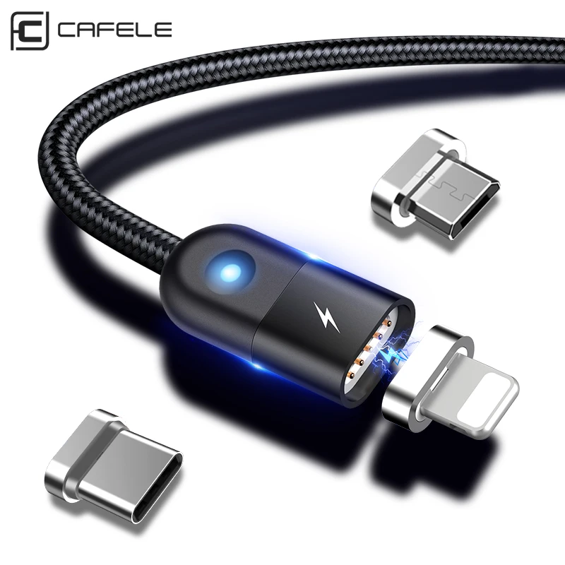 

CAFELE Magnetic USB Cable for iPhone Micro USB Cable Type C USB Cable for Samsung Huawei Xiaomi Data Transmission LED Light
