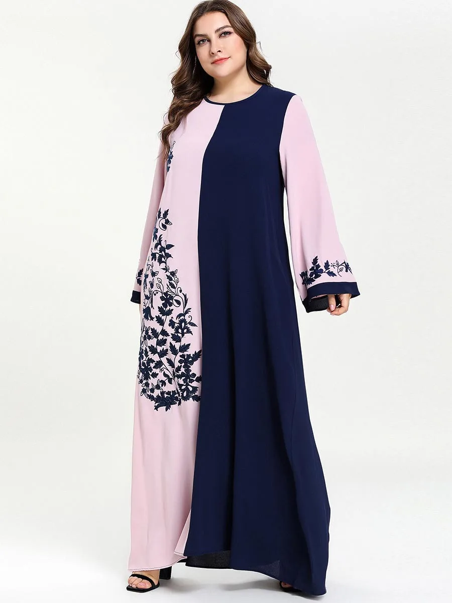 Модное контрастное разноцветное лоскутное мусульманское женское платье с длинными расклешенными рукавами ТРАПЕЦИЕВИДНОЕ ПЛАТЬЕ из Дубая