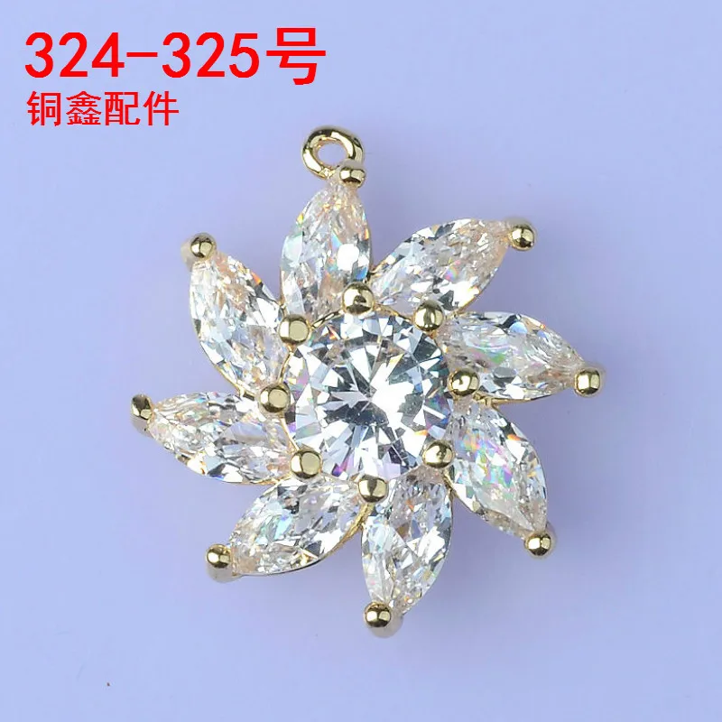 

20pcs 17*19mm Gold/Silver Color Zircon Simple Flower Shape Charm Pendants for DIY Handmade Fashion Jewelry Making wholesale