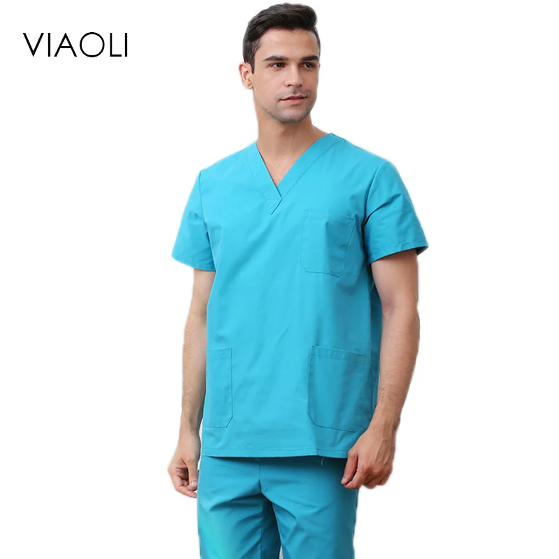 

viaoli hospital men medical nursing scrubs clothes dental lab coat surgical suit medical-clothing medical sets pharmacy uniforms