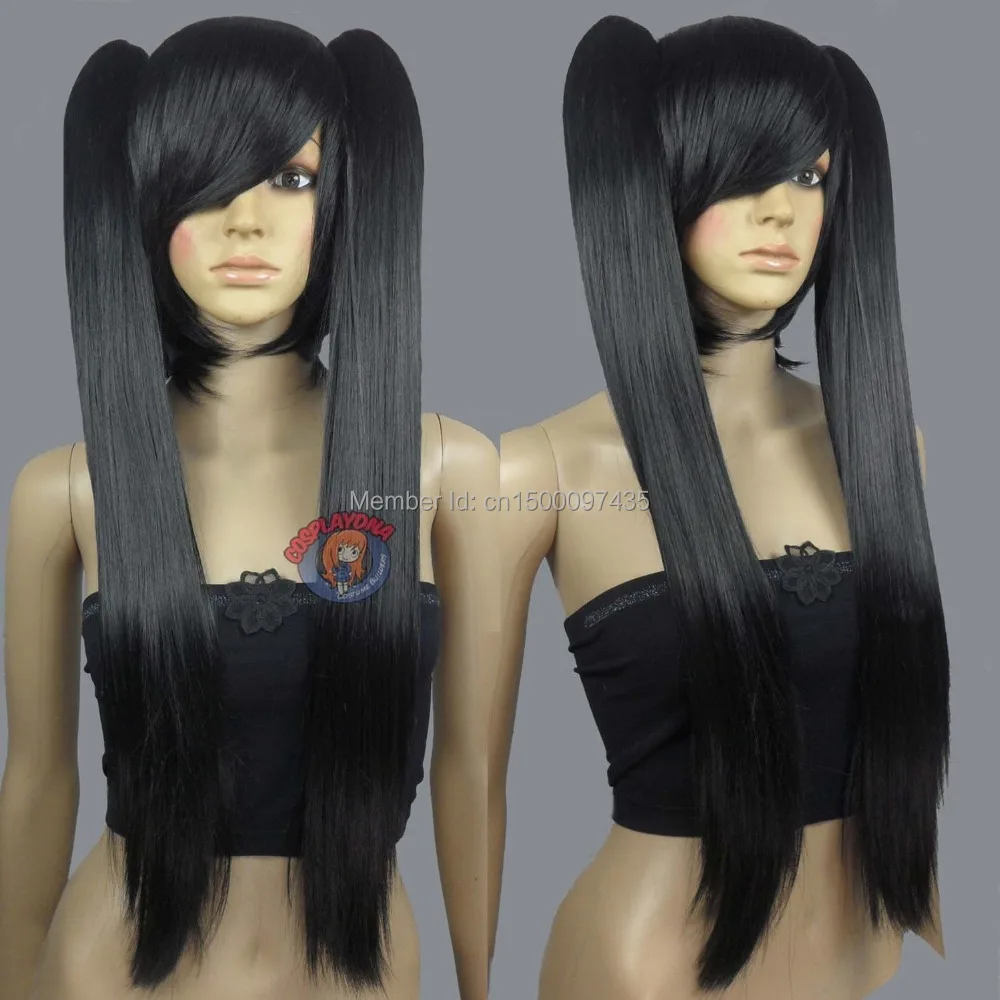 

26 inch Heath stylable Black Cosplay DNA Wig with Clip-on Ponytails