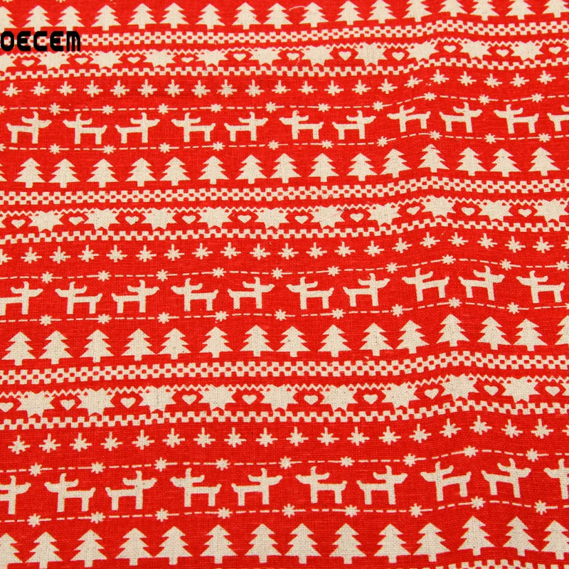 150*50cm Christmas pattern Printed Natural Cotton Linen Fabrics For DIY Patchwork Sofa Table Cloth Curtain Dress OM78 150*50cm Christmas pattern Printed Natural Cotton Linen Fabrics For DIY Patchwork Sofa Table Cloth Curtain Dress OM78