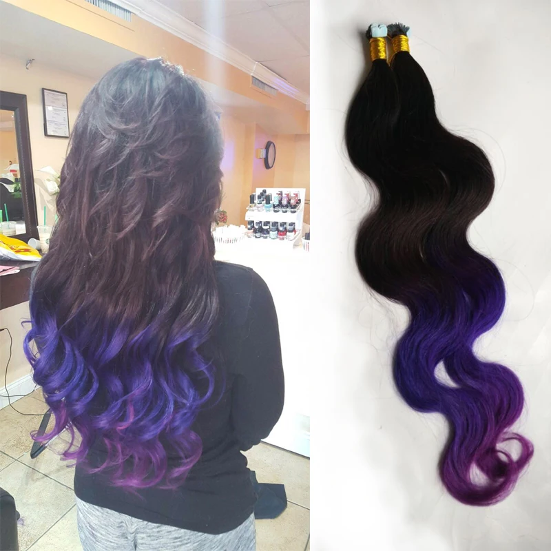 Ombre 3 1B Purple Pink Tape Hair Extension Brazilian Virgin Hair