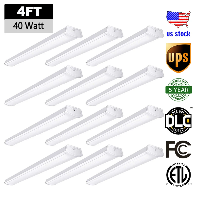 

LED Tube Light LED Garage Lights Linkable LED Wraparound 4FT 40W Flush Mount Office Warehouse Workshop Ceiling Lighting Fixture