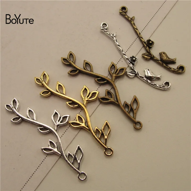 BoYuTe (100 PiecesLot) Metal Alloy Bird Twig Connector Pendant Charms Vintage Diy Hand Made Jewelry Accessories Wholesale (2)