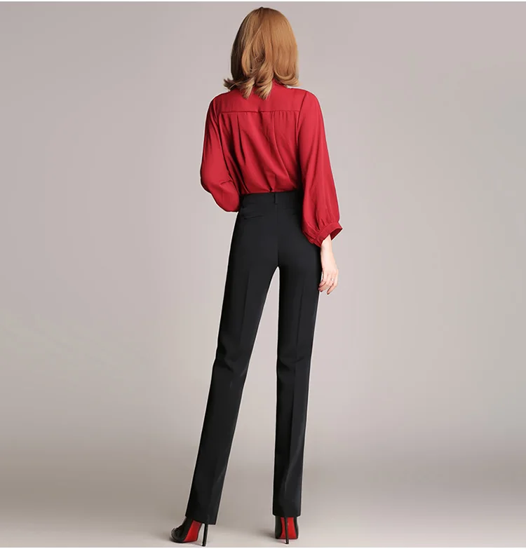 Женские брюки осень зима высокое качество Стрейчевые элегантные брюки тонкая офисная одежда OL прямой костюм полный карандаш брюки для женщин