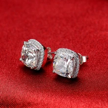 Твердые 18 K 750 серьги из белого золота Стад 3Ct/шт Подушка Женская Шпилька ювелирные изделия, серьги для женщин