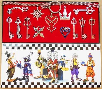

Kingdom Hearts Cosplay toys Necklace Sora Keyblade Keychain Metal Figure Toy Pendants 2Style