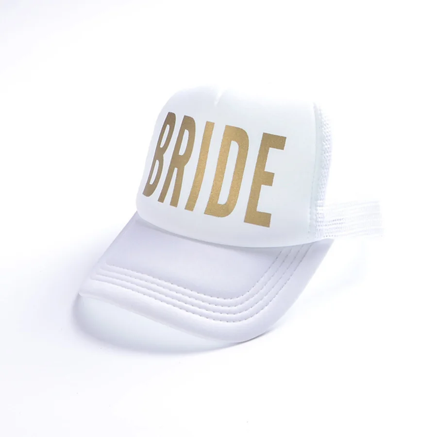 Свадебные Бейсбол Кепки с золотым принтом сетчатая шляпа Для женщин вечерние бренд бакалавра клубной команды надпись «BRIDE Tribe» Snapback Кепки s пляжная Casquette