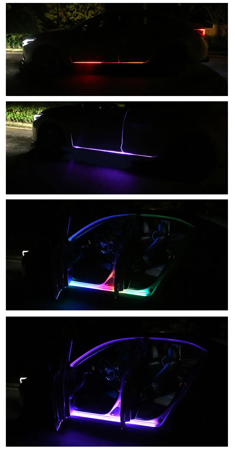 1 комплект 2 шт. Автомобильный Дверной светильник s водонепроницаемый автомобильный гибкий RGB светильник светодиодный светильник с 12 В USB сигаретный привод автомобильные аксессуары