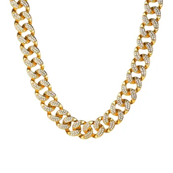 

Fashion zirconium iced out bling cuban chain necklace men punk hip hop style gold color jewelry 18''22''26'' 28'' 30''36''N3537G