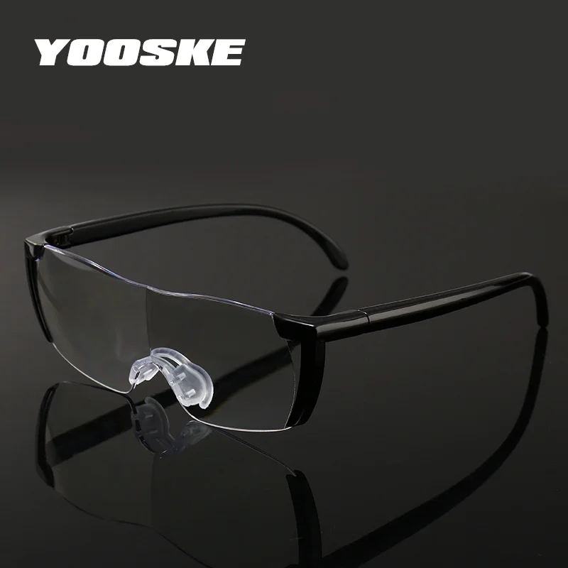 YOOSKE 1,6 раз увеличительное стекло для чтения es большое видение 250% увеличение пресбиопическое стекло es увеличительные защитные очки - Цвет оправы: Черный