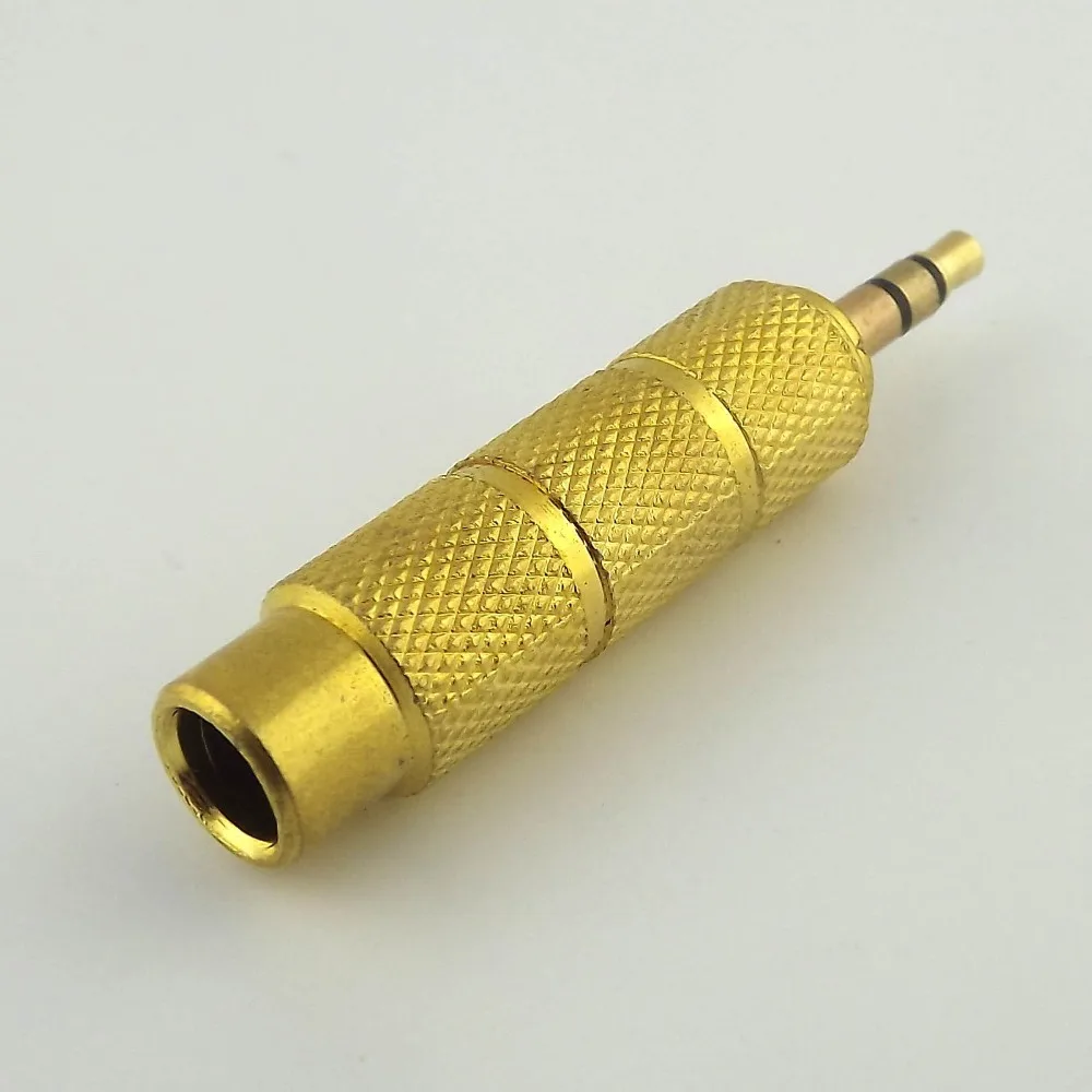 1pcs Gold 3.5mm Male Plug Stereo to 6.35mm Female Jack Metal Audio Adapter Converterstereo 3