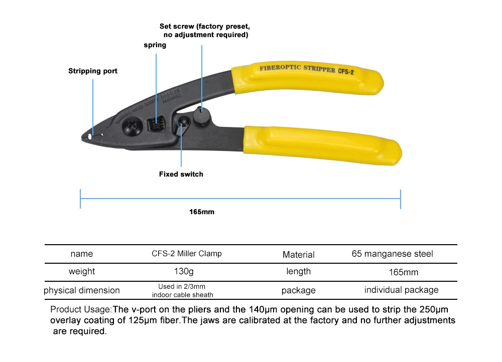 Ftth инструмент cfs2 двухпортовый зажим Miller волокно щипцы для зачистки волоконной изоляции Миллер провода зачистки
