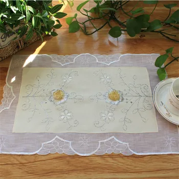 

5 Pieces Luxury Classic Lace Floral Table Mat Handmade Embroidery European coffee cup pad tea drink dinner mug decor towel cloth