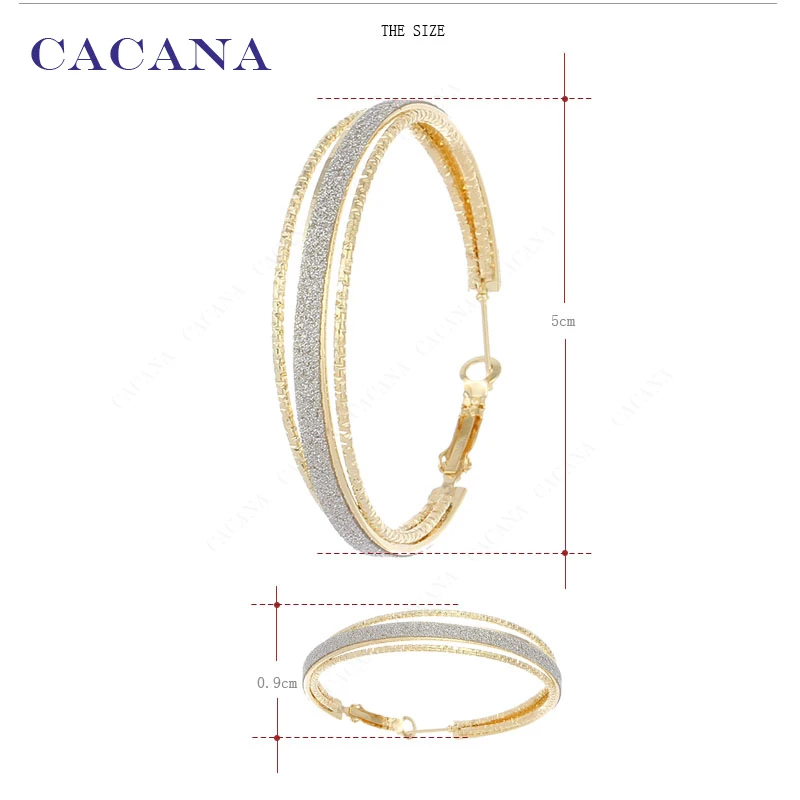 Длинные серьги кольца CACANA для женщин круглые в течение 2 колец бижутерия хит