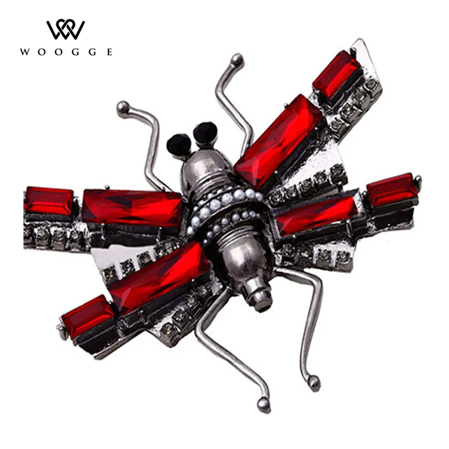 

2018 модные украшения от насекомых красно-белая Брошь со стразами-кристаллами Broszka Broche Femme Bijoux винтажные большие броши для женщин и мужчин