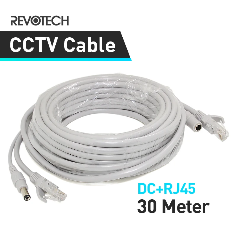 30 м Ethernet кабель питания DC+ RJ45 CCTV сети Lan кабель для системы NVR IP камеры