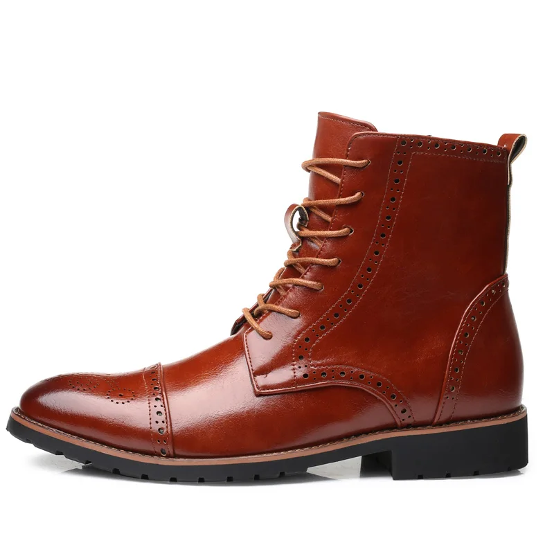 YWEEN/мужские кожаные ботинки размера плюс; ботинки с перфорацией типа «броги»; сезон осень-зима; классические мужские ботинки; ботинки «Челси» в британском стиле