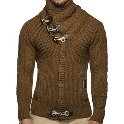 Европейский осень зима мужская водолазка вязаный свитер Мода Повседневная для мужчин большой размер кардиган пальто куртка