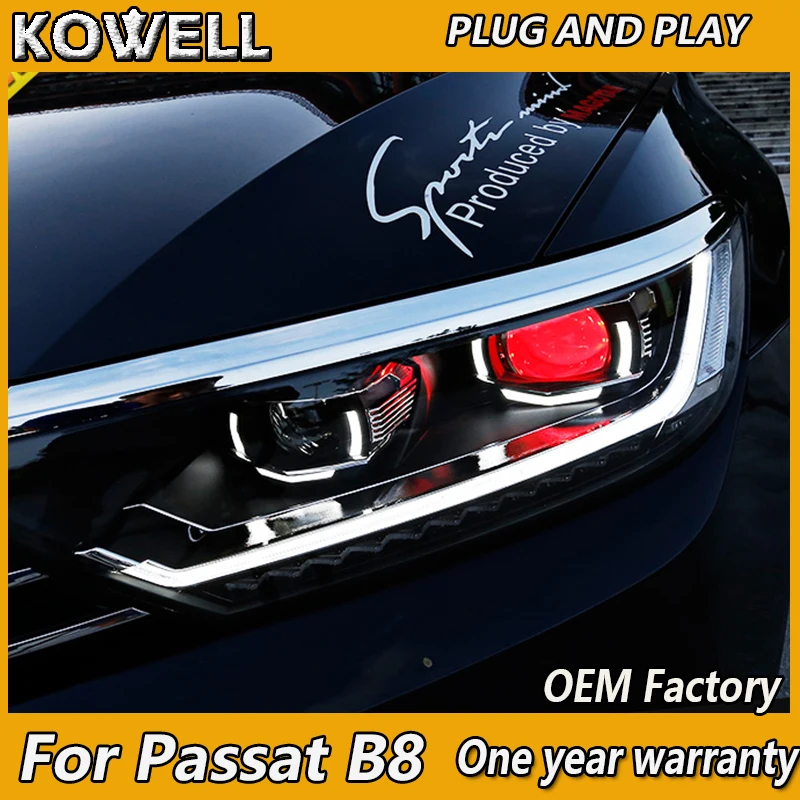 KOWELL стайлинга автомобилей для VW Passat B8 фары EUR Версон Passat светодиодный фары DRL Bi Xenon объектива дальний и ближний свет