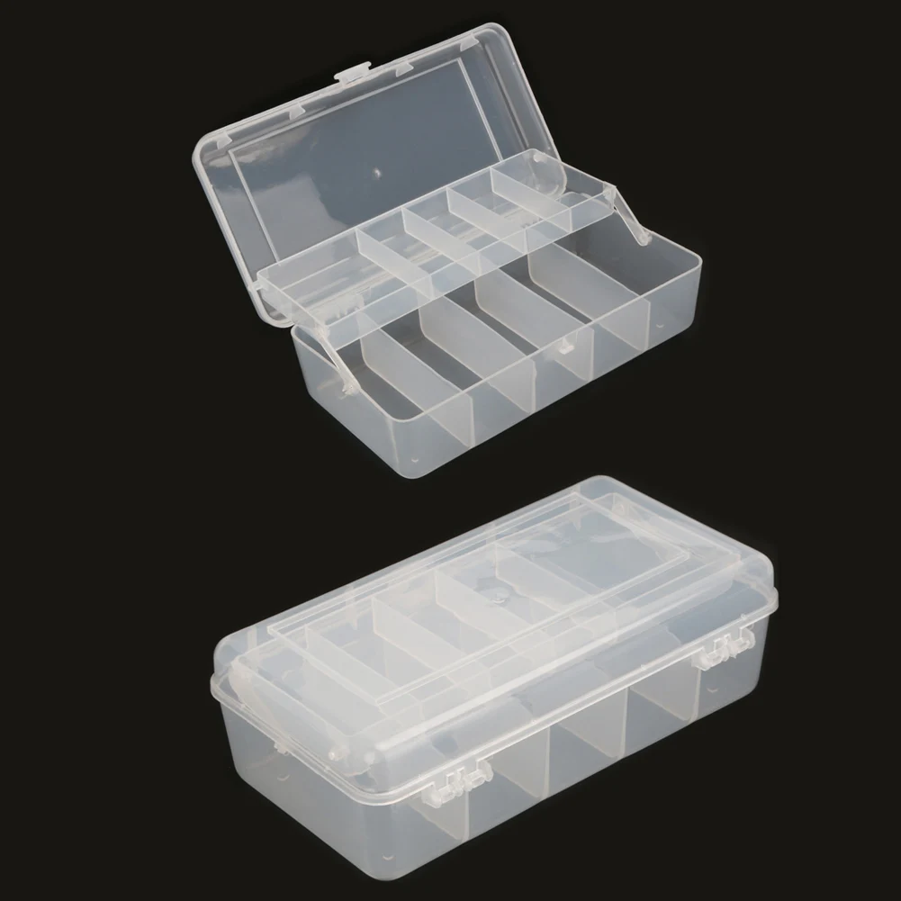 

20cm*10cm*6.5cm 2 Trays 10 Compartments Fish Tackle Box Plastic Fishing Lure Storage Box Fishing Accessories Organizer
