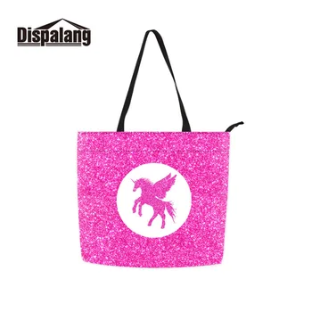

Dispalang Woman Shoulder Bag Pink Unicorn Shopping Bags Casual Tote Bag Female Handbags Horse Print Ladies Hand Bag