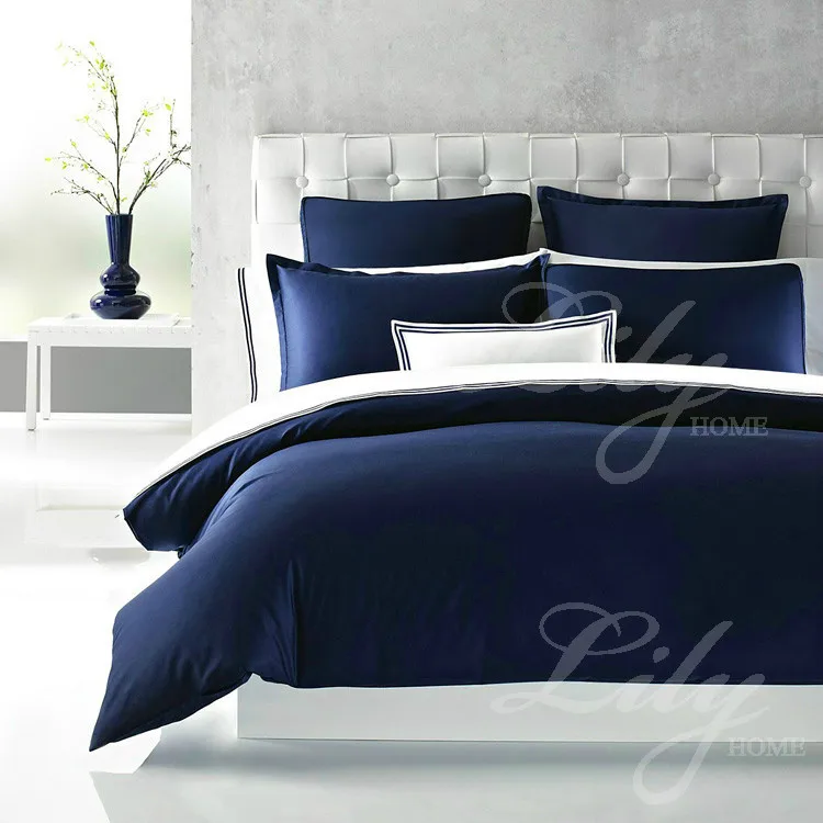 European style hotel bedding set blue color bedspread luxury bed set