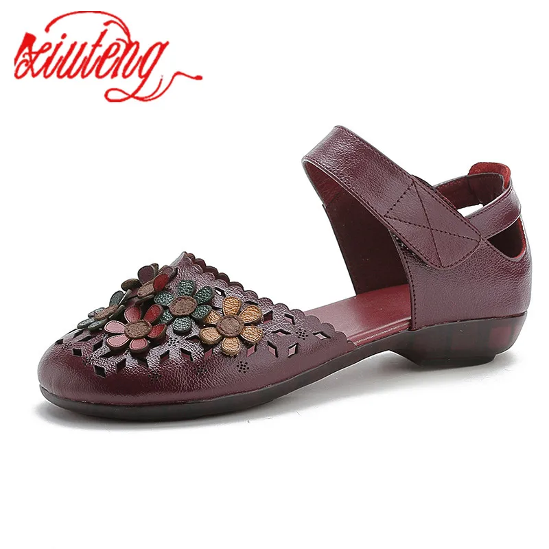 

Xiuteng Summer Shoes Women 2020 Fashion Genuine Leather Flat Sandals Woman Casual Comfortable Flats Soft Loafers Women Shoes