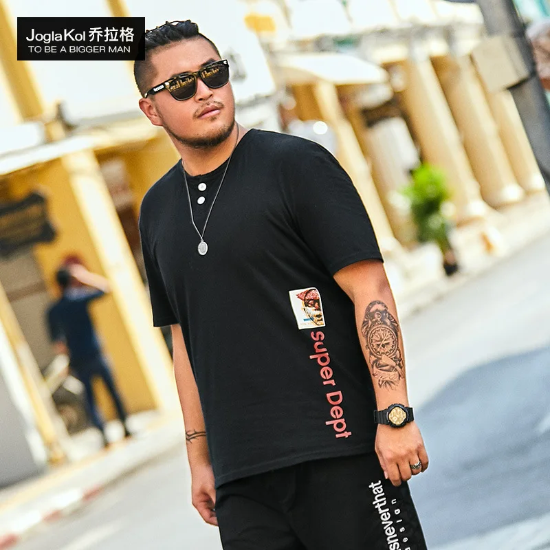 

2019 New Fashion Short Sleeved T-shirt Fashion Men's Wear Loose Round Collar Base t-Shirt Pure Cotton Tiger Printed T-shirt 6XL