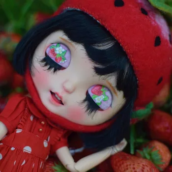 

1/6 BJD 30CM Doll toys 19 joint Top Quality Chinese Doll BJD Ball Joint Doll Black short hair Cute strawberry make up doll