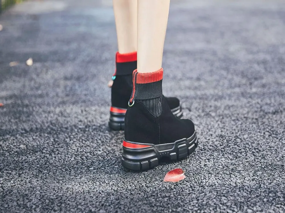 Stiefel Boden Dicken Neue Rot Erhöht Martin Hundert Kuchen Leder Britischen Mode Die Winter PqzpwxUx6
