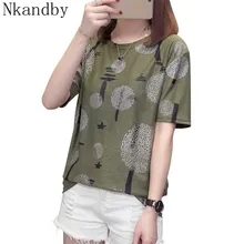 Nkandby размера плюс, Топы И Футболки в горошек для женщин, повседневные свободные базовые футболки с коротким рукавом, с принтом, более размера, футболки Mujer