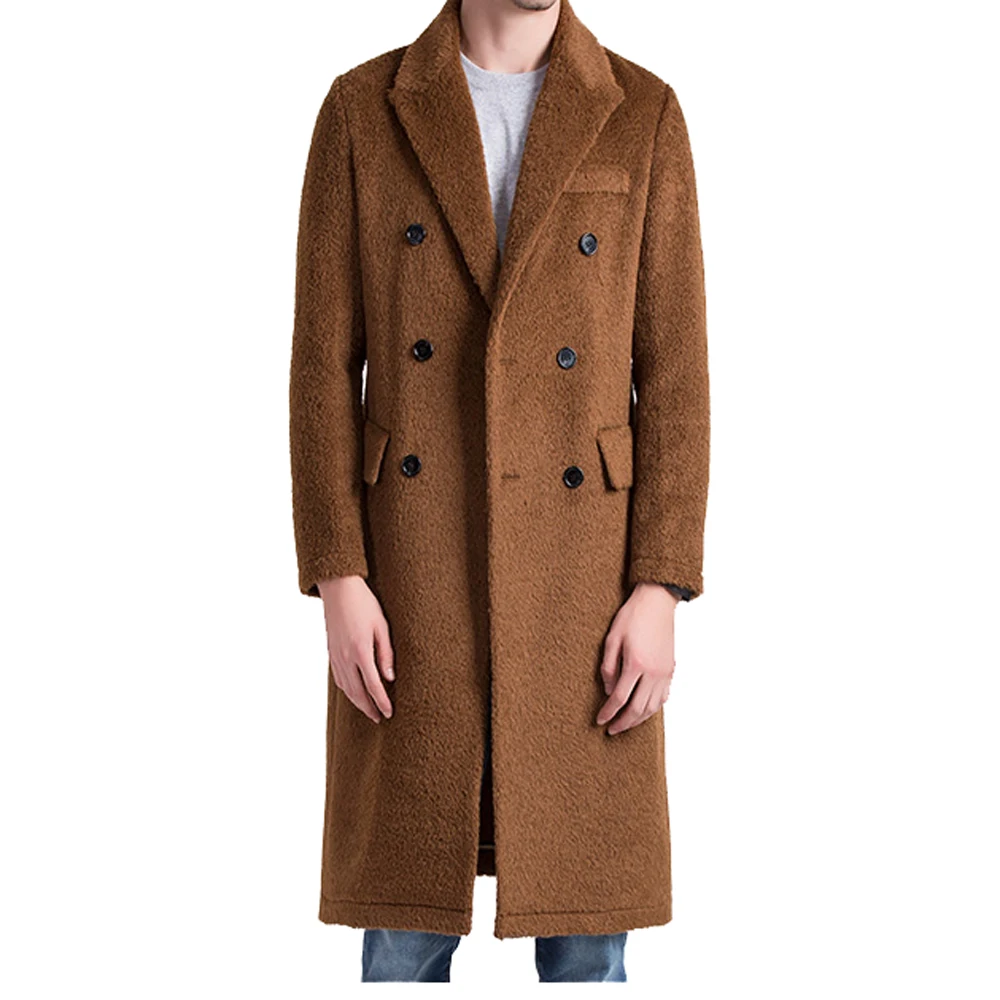 Real Quality Alpaca Gentleman Sheep Wool Coat Genuine Fur Male Smart