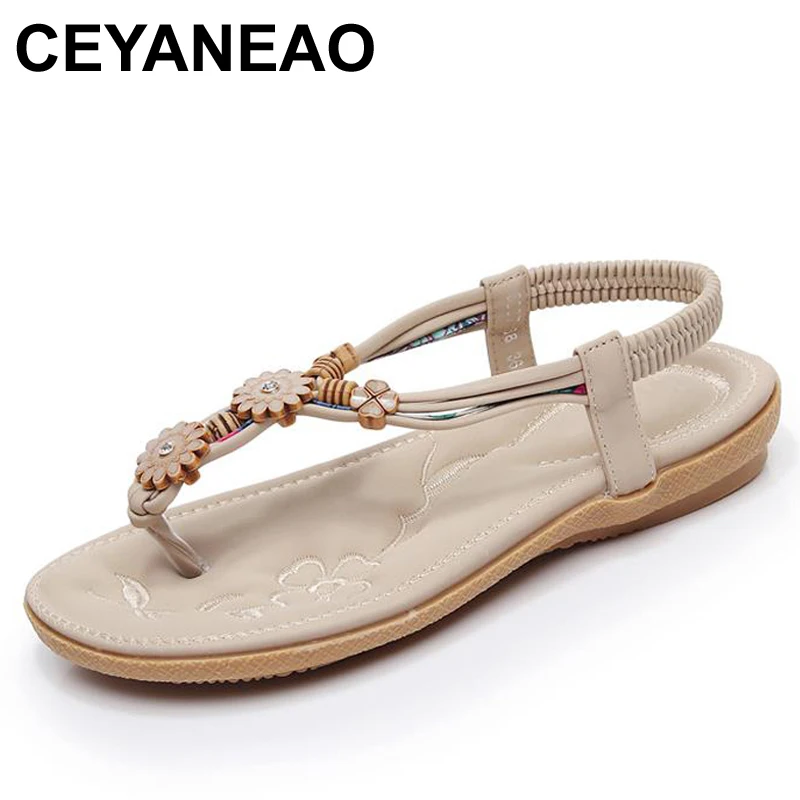 Женские сандалии CEYANEAOWomen модные шлепанцы женская обувь цветочные с кристаллами