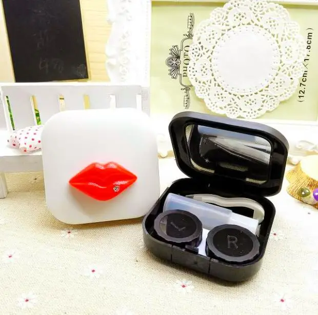LIUSVENTINA DIY Смола Милые Губы контактные линзы чехол для глаз коробка очков Чехол