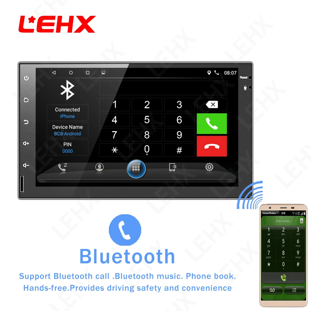 Excellent LEHX 2 din car Android 8.0 GPS Navigation Bluetooth For Nissan VW Toyota Peugeot WiFi Multi-Media 7 inch car Radios Player RDS 2