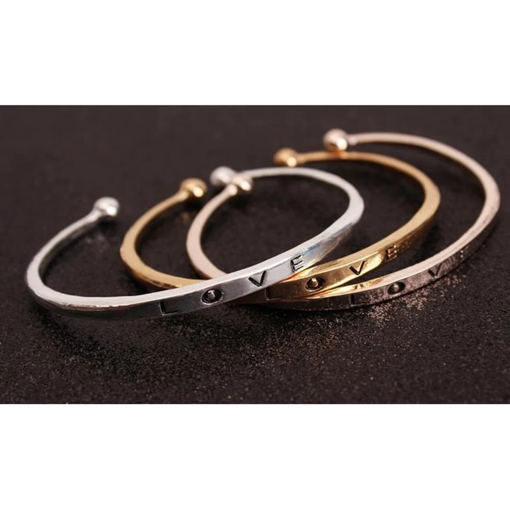1pcs Elegant Women Screw Hand LOVE Cuff Bracelet Charm Open Bangle