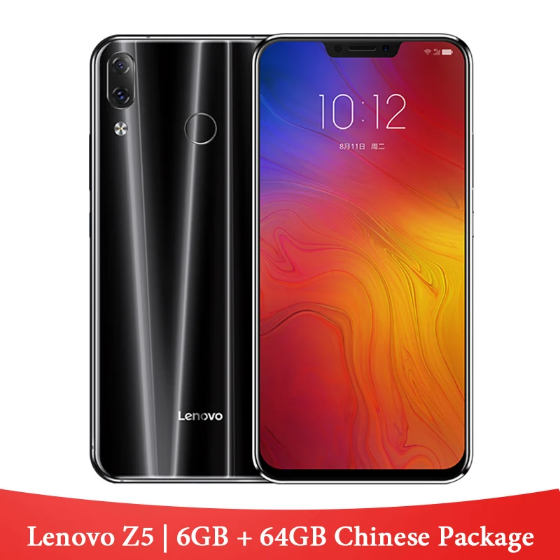 Lenovo Z5 с глобальной ПЗУ, 6 ГБ, 64 ГБ, Восьмиядерный процессор Snapdragon 636, мобильный телефон, 19:9 экран, 6,2 дюймов, Android 8,1, 16 МП, 8 Мп, двойная камера заднего вида - Цвет: Black